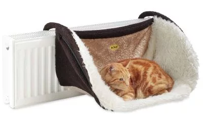 Small Deluxe Cat Radiator Bed - Fawn Slub