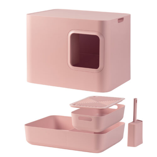 Hoopo® Dome Cat Litter Box White (Pink)