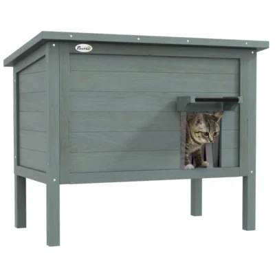 ThermaHaven™ Insulated Outdoor Cat House (Grey)