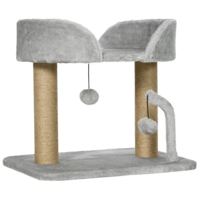 Low-Level Jute Cat Lounger – Light Grey – view 1