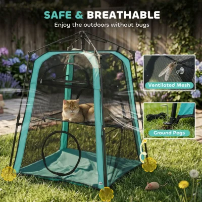 PawHut Three-Tier Portable Cat Tent with Carry Bag – image 7