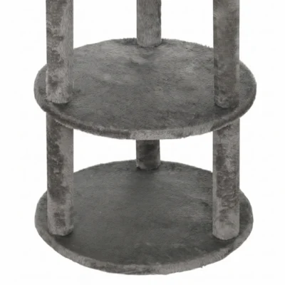 PawHut Four-Level Plush Cat Barrel with Washable Cover – Grey – image 12