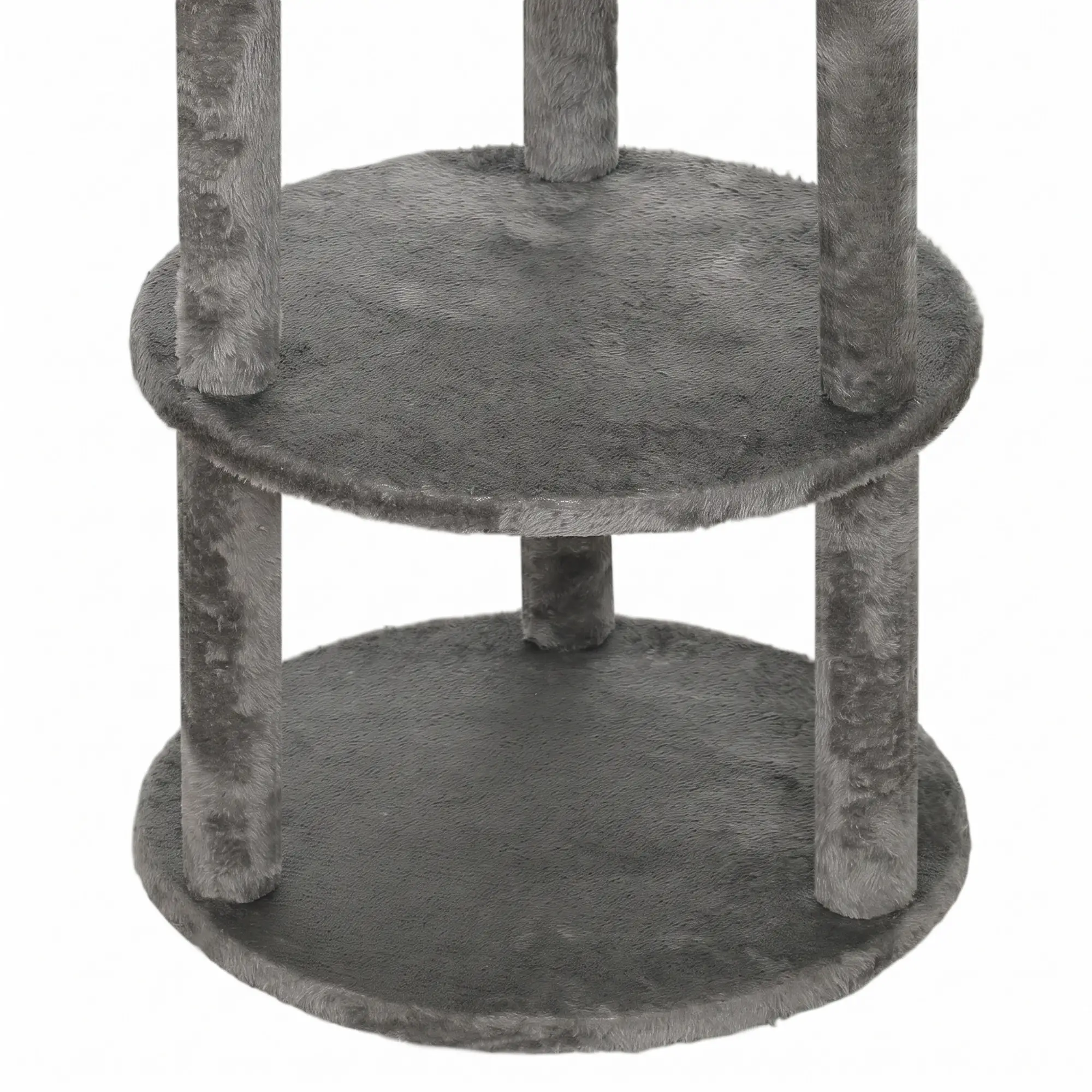 PawHut Four-Level Plush Cat Barrel with Washable Cover – Grey – image 12