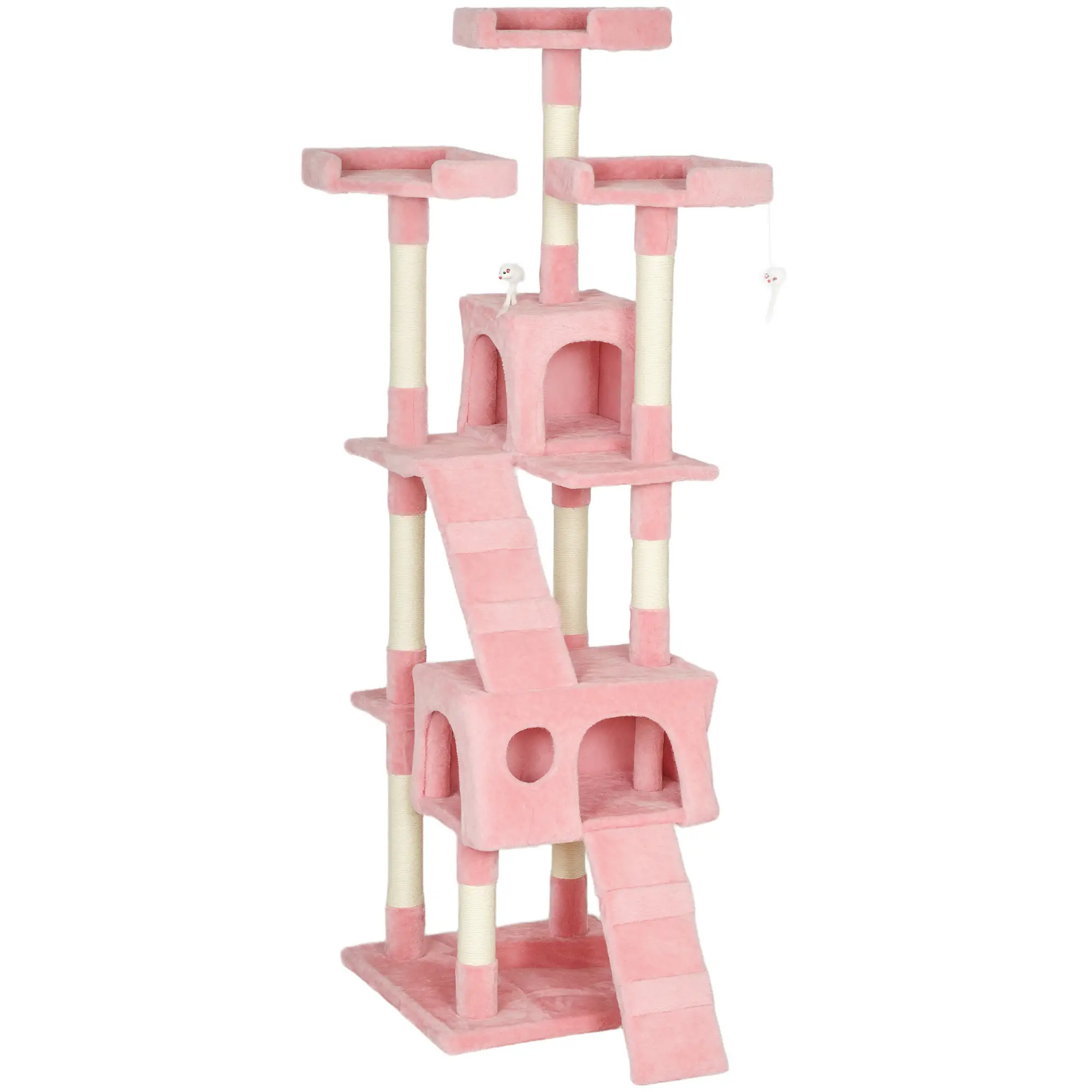 Double-Den Activity Cat Tree – 173cm Pink – view 1