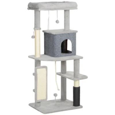 Groom & Climb Cat Tower – 132cm Grey – view 1
