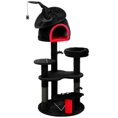 Gothic Kitten Climbing Tower – 155cm Black – view 1