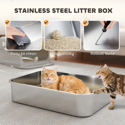 Dual-Door Steel Cat Toilet – XXL Grey – view 4