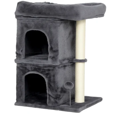 Low-Rise Double-Den Cat Tree – Charcoal – view 1