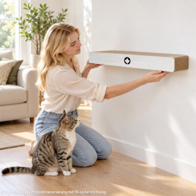 CanadianCat Cloud wall-mounted cat scratching shelf in light grey – additional view