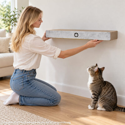 CanadianCat Cloud wall-mounted cat scratching shelf in concrete look – additional view