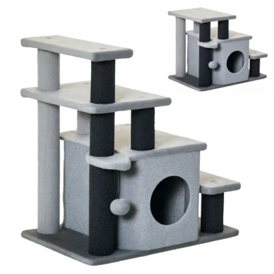 Adjustable Cat Steps & Hideaway – Grey – view 1