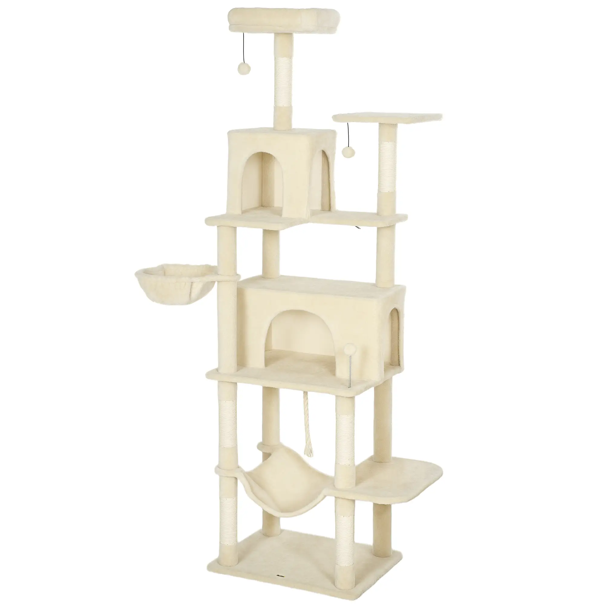Double-Hammock Cat Tower – 202cm Beige – view 1