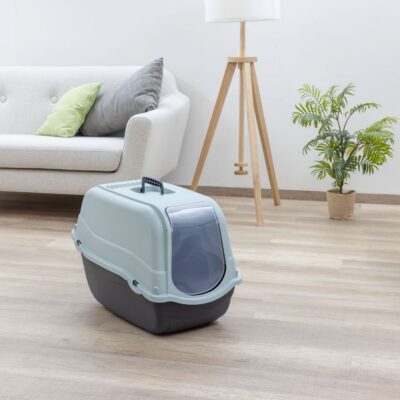 Emma Covered Cat Litter Box – Blue & Black – additional product view