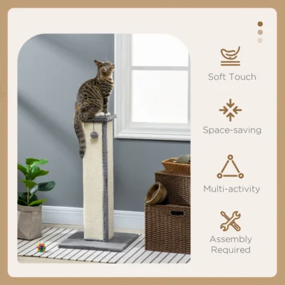 Square Sisal Stretch Post – 81cm Grey – view 4