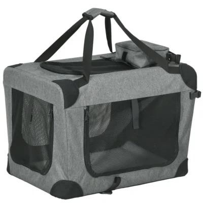 Fold-Flat Cat Travel Den – Grey – view 1