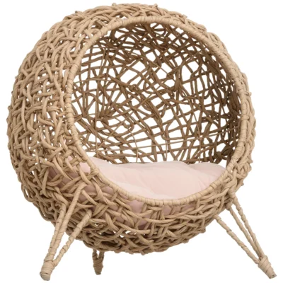 Rounded Woven Cat Nest – Natural – view 1