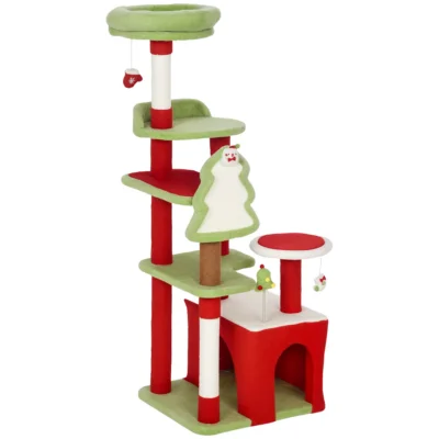 Festive Twin-Perch Cat Tower – 120cm – view 1