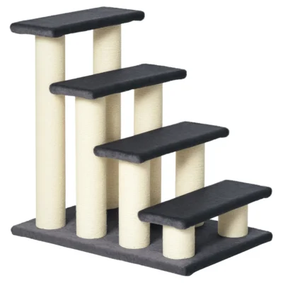 Four-Step Cat Stairway with Scratcher – Grey – view 1