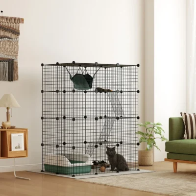 Modular Four-Level Cat Enclosure – Black – view 2