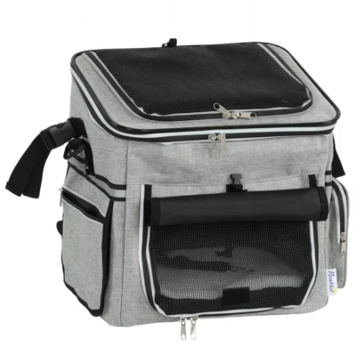 Mesh Cat Bike Basket & Travel Carrier – Light Grey – view 1