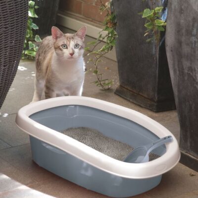 Sprint High-Rim Cat Litter Tray – Blue & White – additional product view