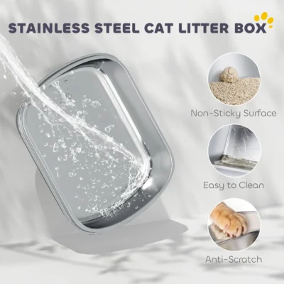 Flip-Lid Steel Cat Toilet – White – view 4