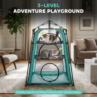 PawHut Three-Tier Portable Cat Tent with Carry Bag – image 4