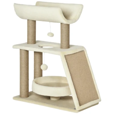 Scratch-Ramp Cat Lounge Tower – Light Brown – view 1