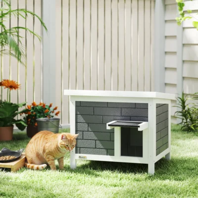 PawHut Compact Insulated Outdoor Cat House – Grey – image 2