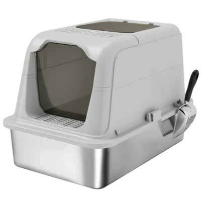 Top-Exit Steel Litter Retreat – Light Grey – view 1