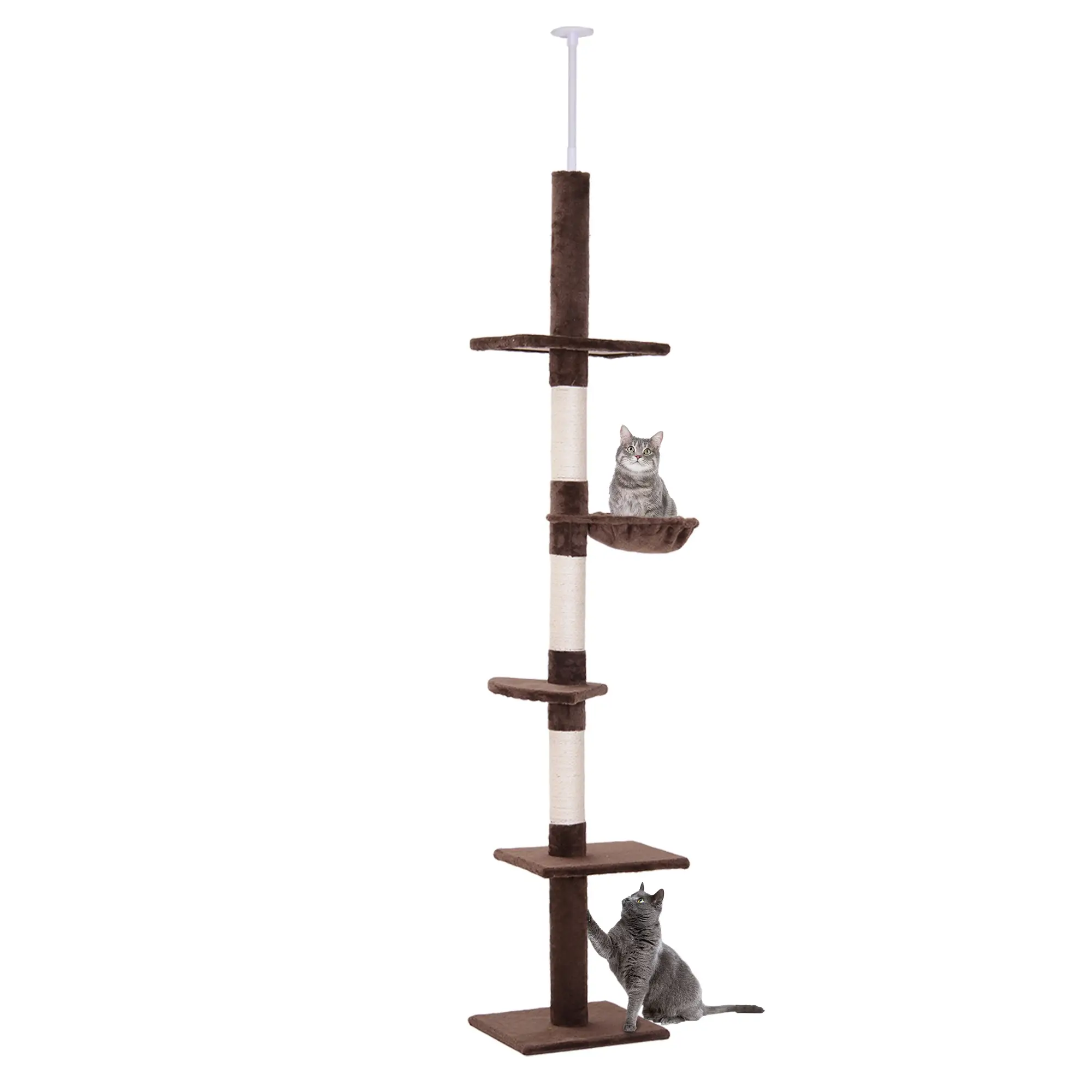 Five-Level Ceiling Cat Climber – Brown – view 1