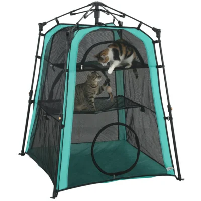 PawHut Three-Tier Portable Cat Tent with Carry Bag – image 1