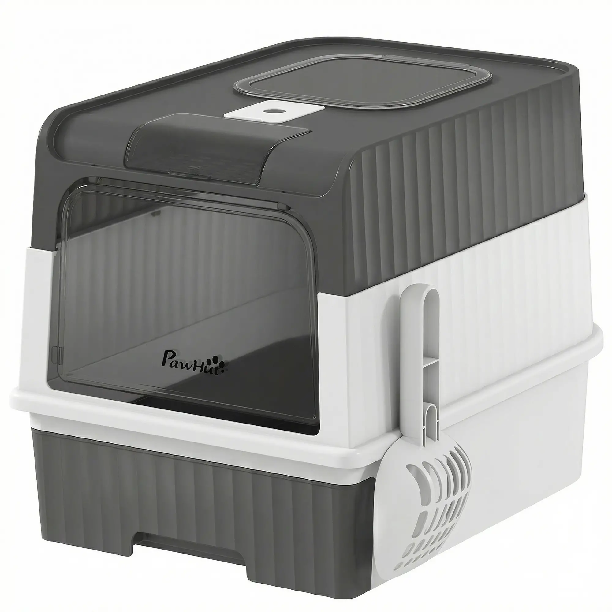 Slide-Out Dual-Entry Cat Toilet – Grey – view 1