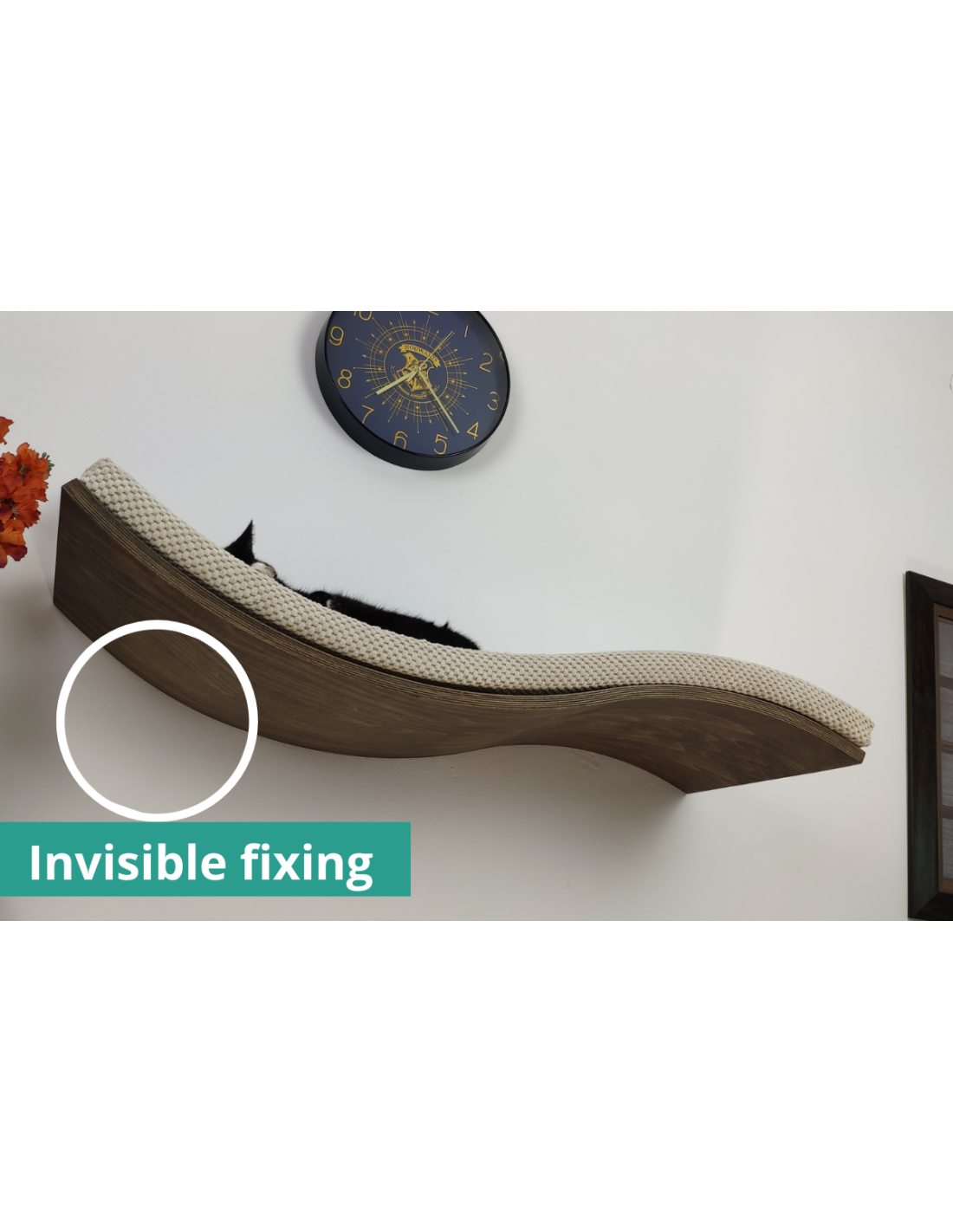 Cats Atalier Softly Shaped Wooden Cat Wall Shelf – 60cm – product view 2