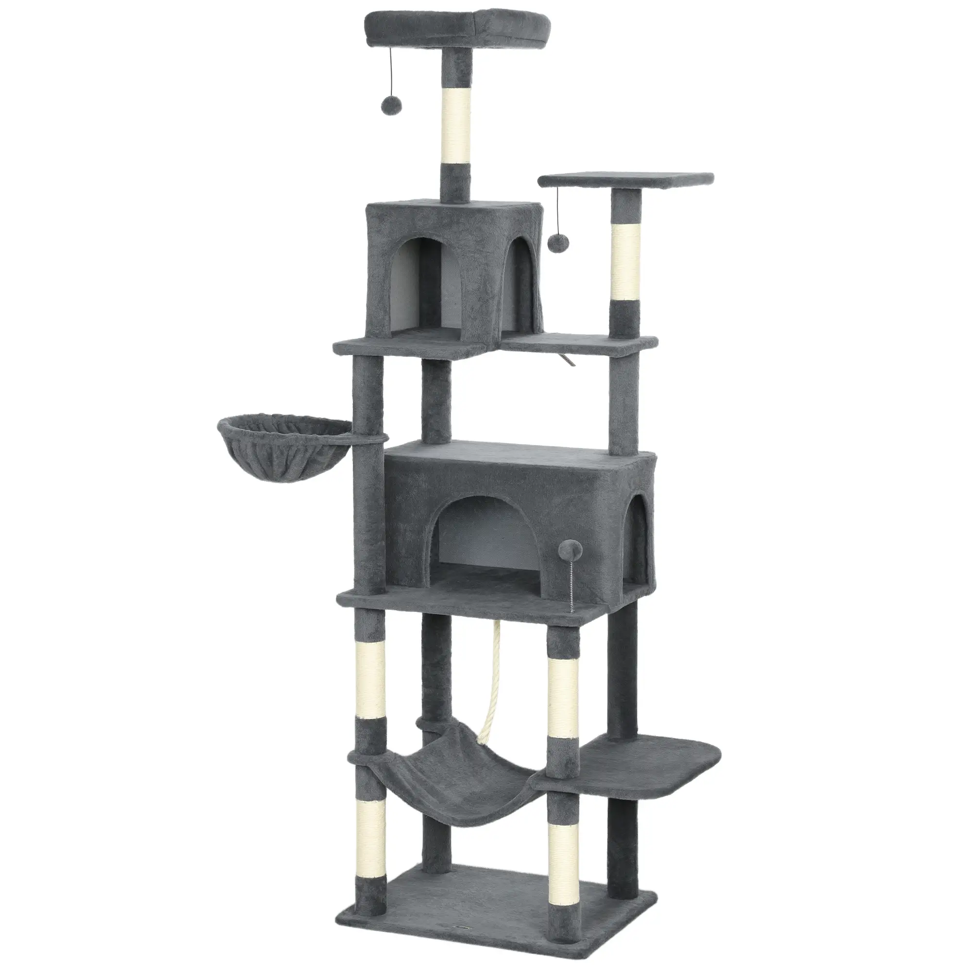 Double-Hammock Cat Tower – 202cm Charcoal – view 1
