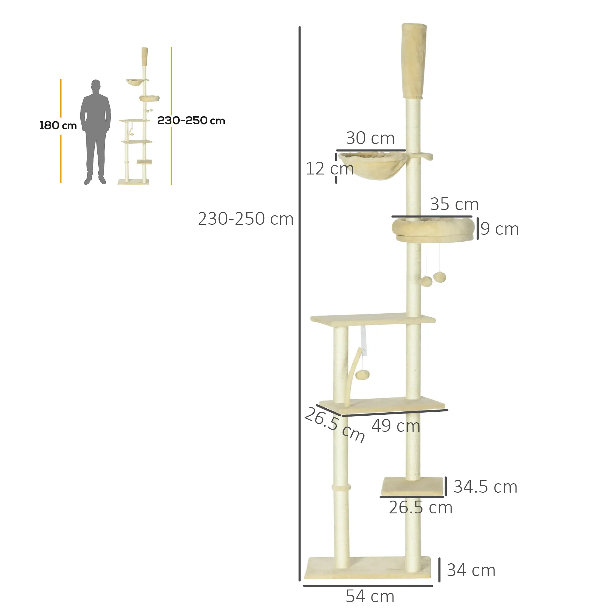 Sky Perch Ceiling Cat Tower – Beige – view 3