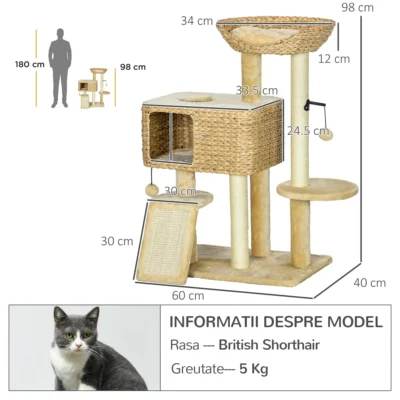 Woven-Rest Cat Climbing Tower – 95cm – view 3