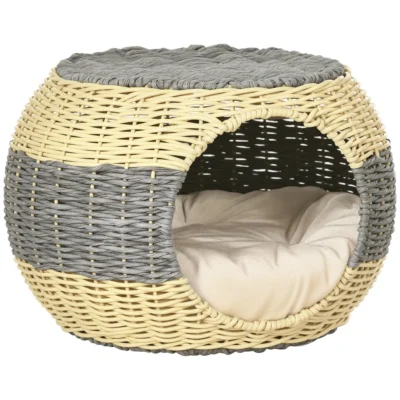 Round Woven Cat Cave with Cushion – view 1