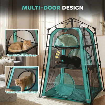 PawHut Three-Tier Portable Cat Tent with Carry Bag – image 5