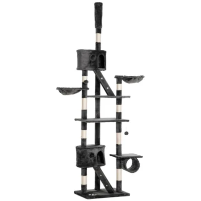 Twin-Retreat Ceiling Cat Tree – Charcoal – view 1
