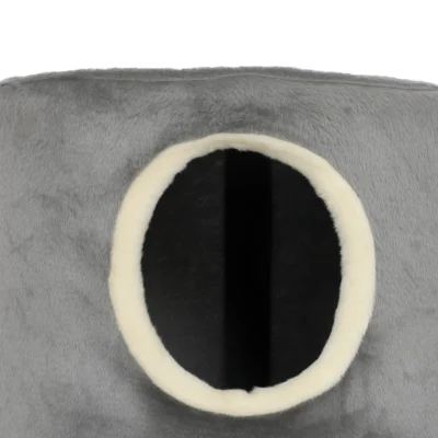 PawHut Four-Level Plush Cat Barrel with Washable Cover – Grey – image 10