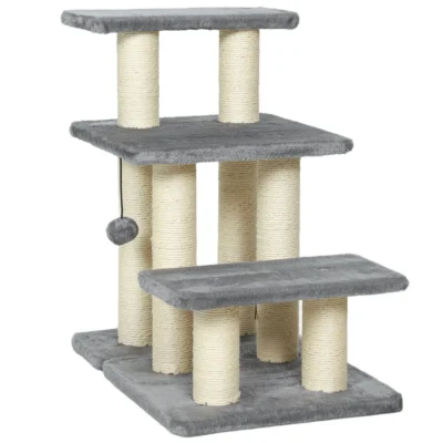 Adjustable Three-Step Cat Stairs – Grey – view 1