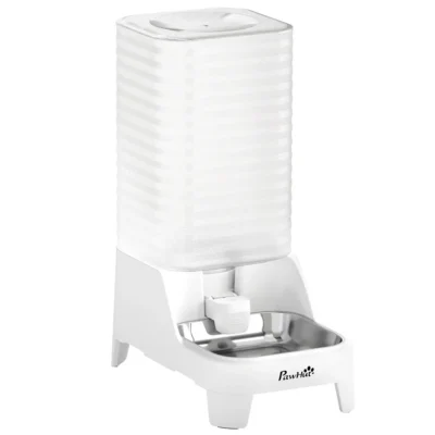 PawHut 8L Gravity Water Dispenser with Stainless Steel Bowl – White – product image 1