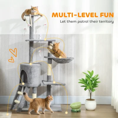 Hideaway Hammock Cat Tower – 134cm Grey – view 4