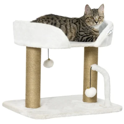 Low-Level Jute Cat Lounger – White – view 1
