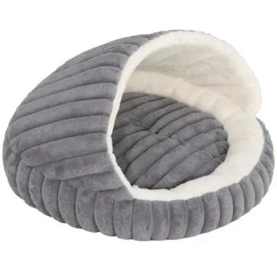 Soft Cave Cat Bed with Washable Cushion – Grey – view 1