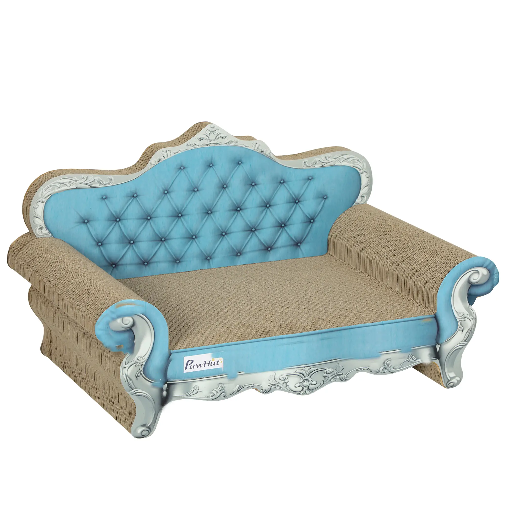 Curve & Claw Cardboard Cat Lounger – Light Blue – view 1
