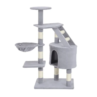 Indoor Hideaway Cat Tower – 125cm Grey – view 1