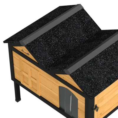 PawHut Raised Wooden Cat House with Removable Liner – Yellow – image 10