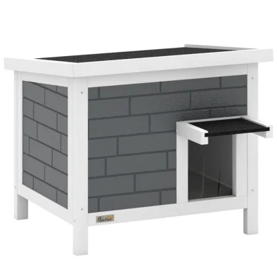 PawHut Compact Insulated Outdoor Cat House – Grey – image 1